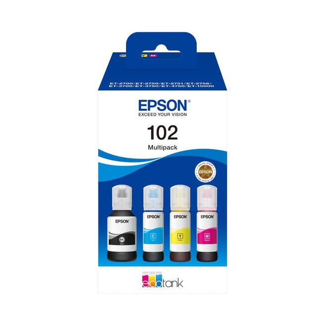 Epson - botella de tinta 102, 6.000 7.500 páginas, OEM C13T03R640, 4 colores