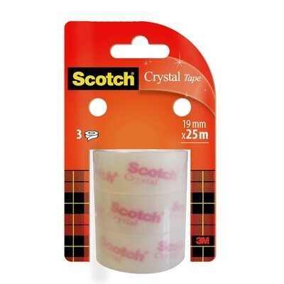 Scotch - Adhesive tape Crystal 19mmx25m transparent clear 3 rolls