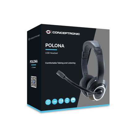 CONCEPTRONIC -   POLONA Headset Bedraad Hoofdband Oproepen/muziek USB Type-A Zwart