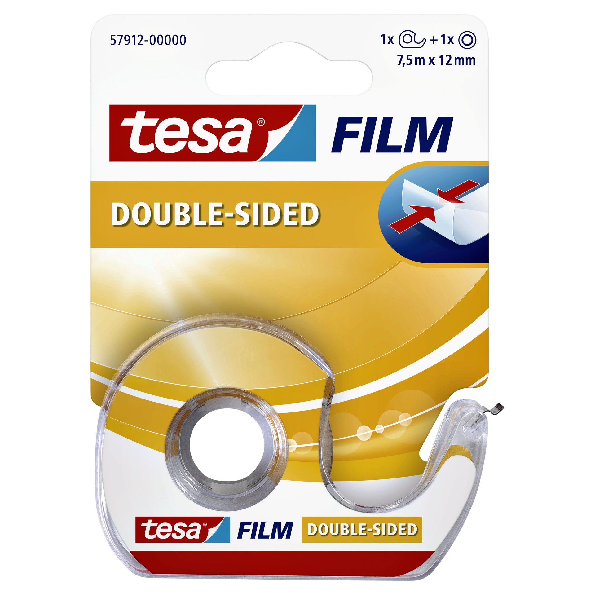 Tesa - e film® double-sided 12mmx7.5m transparent with dispenser