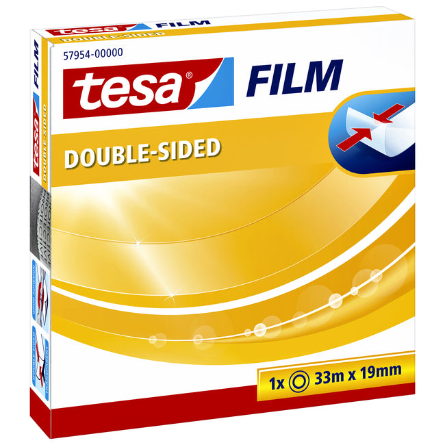 Tesa -  Dubbelzijdig plakband film 33mx19mm tr