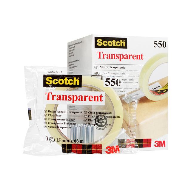 Scotch - Klebeband 3m 550 15 mmx66 m tr | Außenschachtel ein 10 Stück