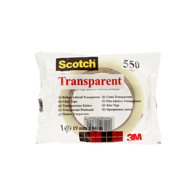 Scotch - Cinta adhesiva 550 19mmx66m transparente | 8 piezas