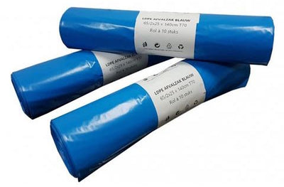 Ohne Marke - Abfallbeutel, ft 65/25 x 140 cm, blau, LDPE, 10 x Rolle à 10 Stück