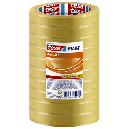 Tesa -  Plakband film standaard 66mx15mm transparant | 10 stuks