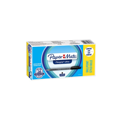 Paper Mate -  Balpen papermate flexgrip ultra stick m zwart | 12 stuks