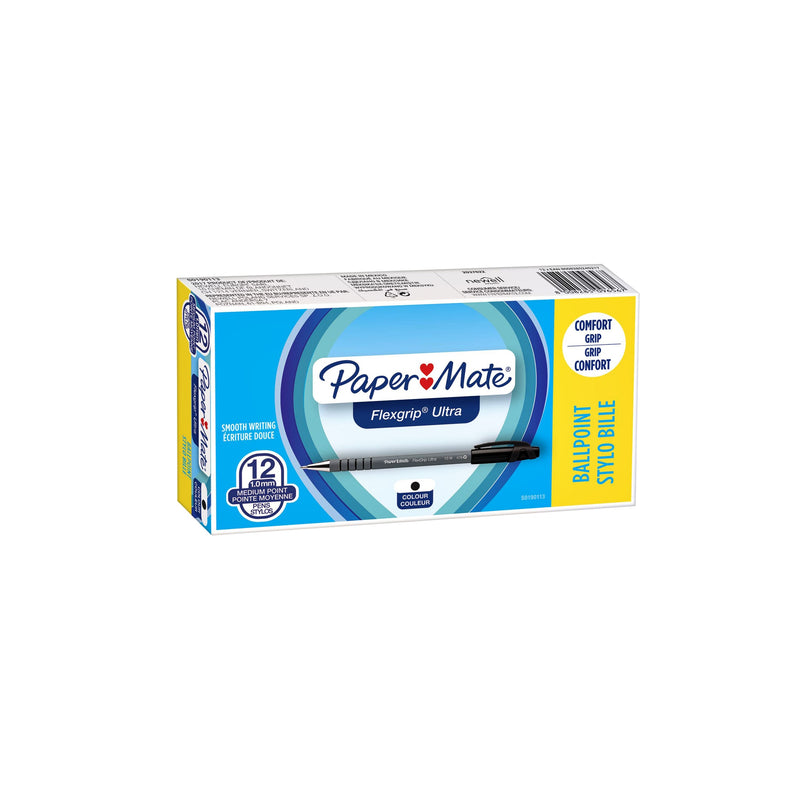 Paper Mate -  Balpen papermate flexgrip ultra stick m zwart | 12 stuks