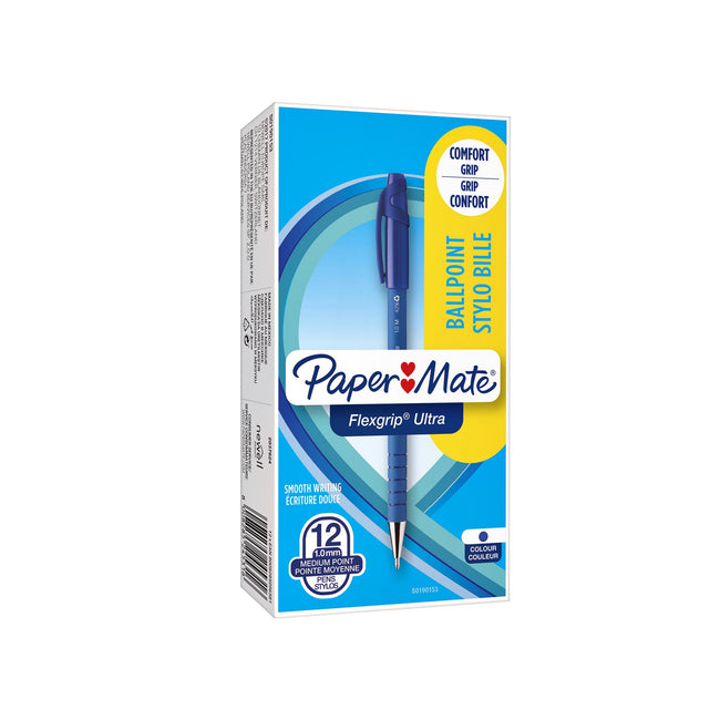 Paper Mate -  Balpen papermate flexgrip ultra stick m blauw | 12 stuks