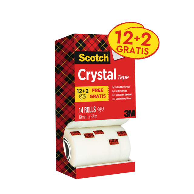 Scotch - Plakband Crystal 600 19mmx33m transparant 12+2 gratis