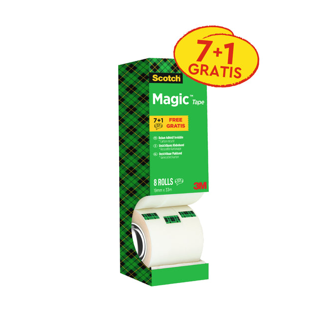 Scotch -  Plakband magic 810 19mmx33m mat 7+1 | 4 stuks