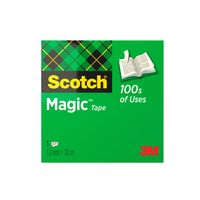 Scotch - Tapis adhésif 3M 810 12mmx33m Magic Invisible | Rouler un 1 morceau