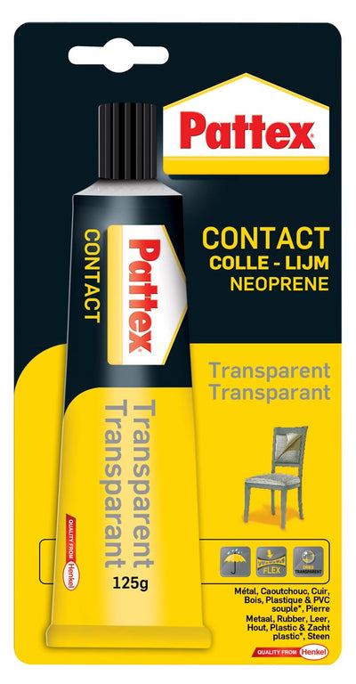 Pattex -  contactlijm Transparant, tube van 125 g, op blister