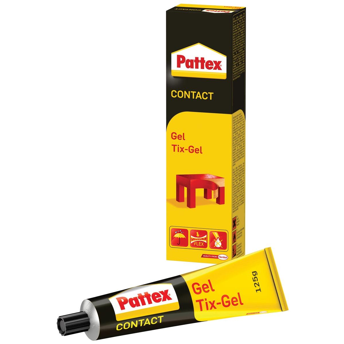 Pattex - adesivo a contatto Tix-Gel, tubo da 125 g, su blister