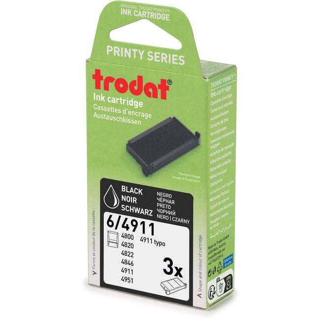 Trodat -  vervangkussen, voor stempel 4911/4820/4822/4846, blister van 3 stuks, zwart