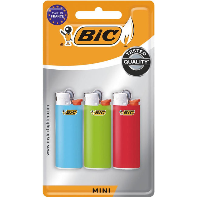 Bic - BIC Mini vuursteen aansteker, geassorteerde kleuren, blister van 3 stuks