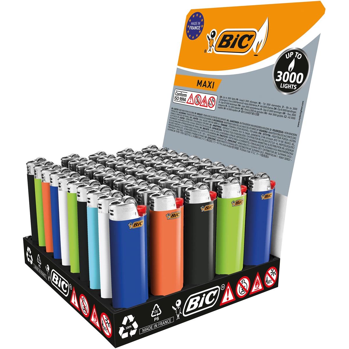 Bic -  Maxi vuursteen aansteker, display van 50 stuks