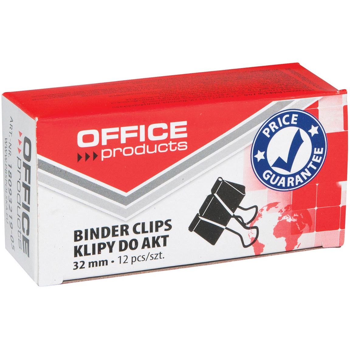 OFFICE products - foldback clip, black, 32 mm, box of 12 pieces