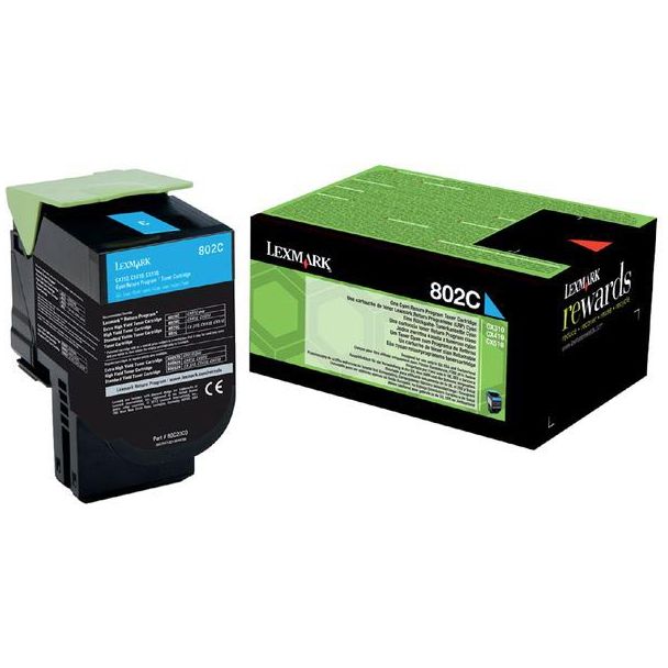 Lexmark - Retour Programme Toner 802, 1 000 pages, OEM 80C20C0, Cyan