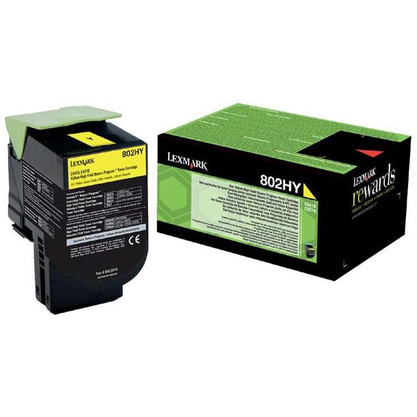 Lexmark - Retour Programme Toner 802, 3 000 pages, OEM 80C2Hy0, Geel