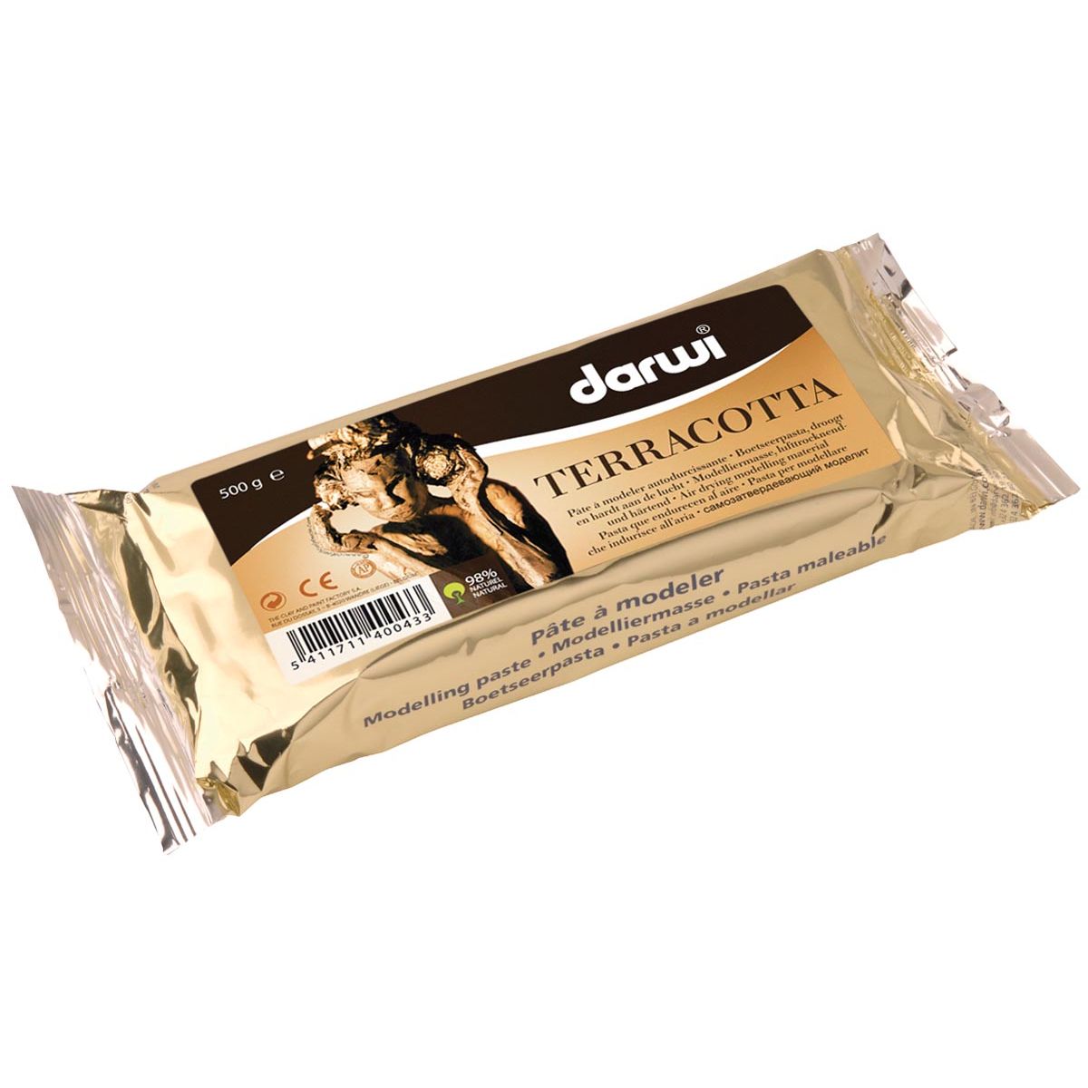 Darwi - Pâte à modeler terre cuite, paquet de 500 g