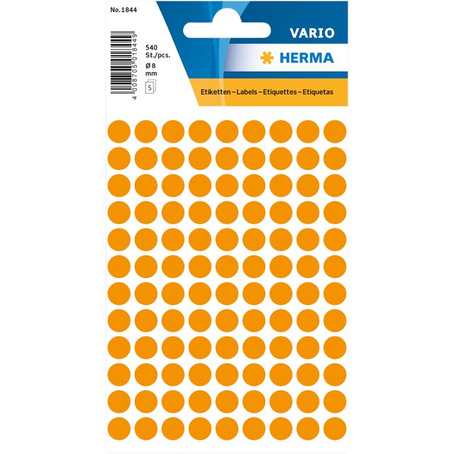 HERMA -  Etiket  1844 rond 8mm fluor oranje 540st