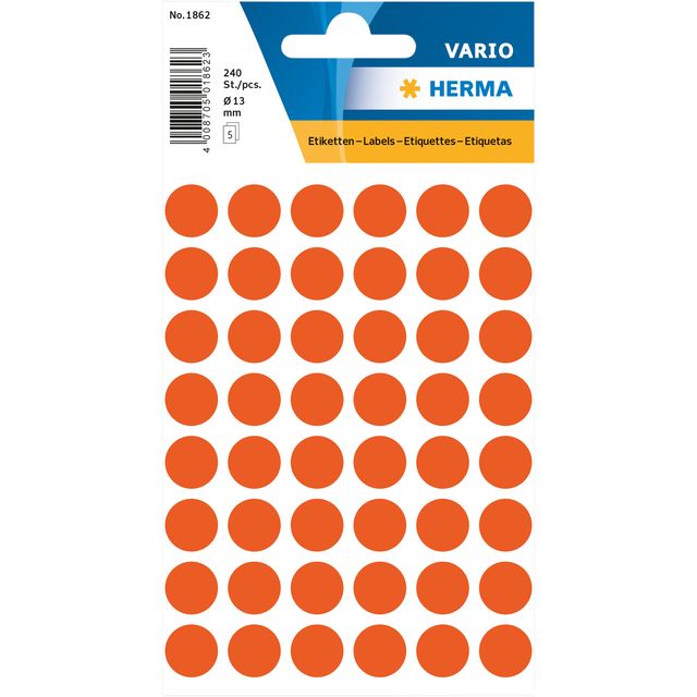 HERMA -  Etiket  1862 rond 12mm rood 240st
