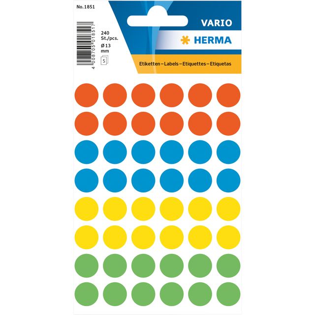 HERMA - Label 1851 round 12mm assorted 240 pieces