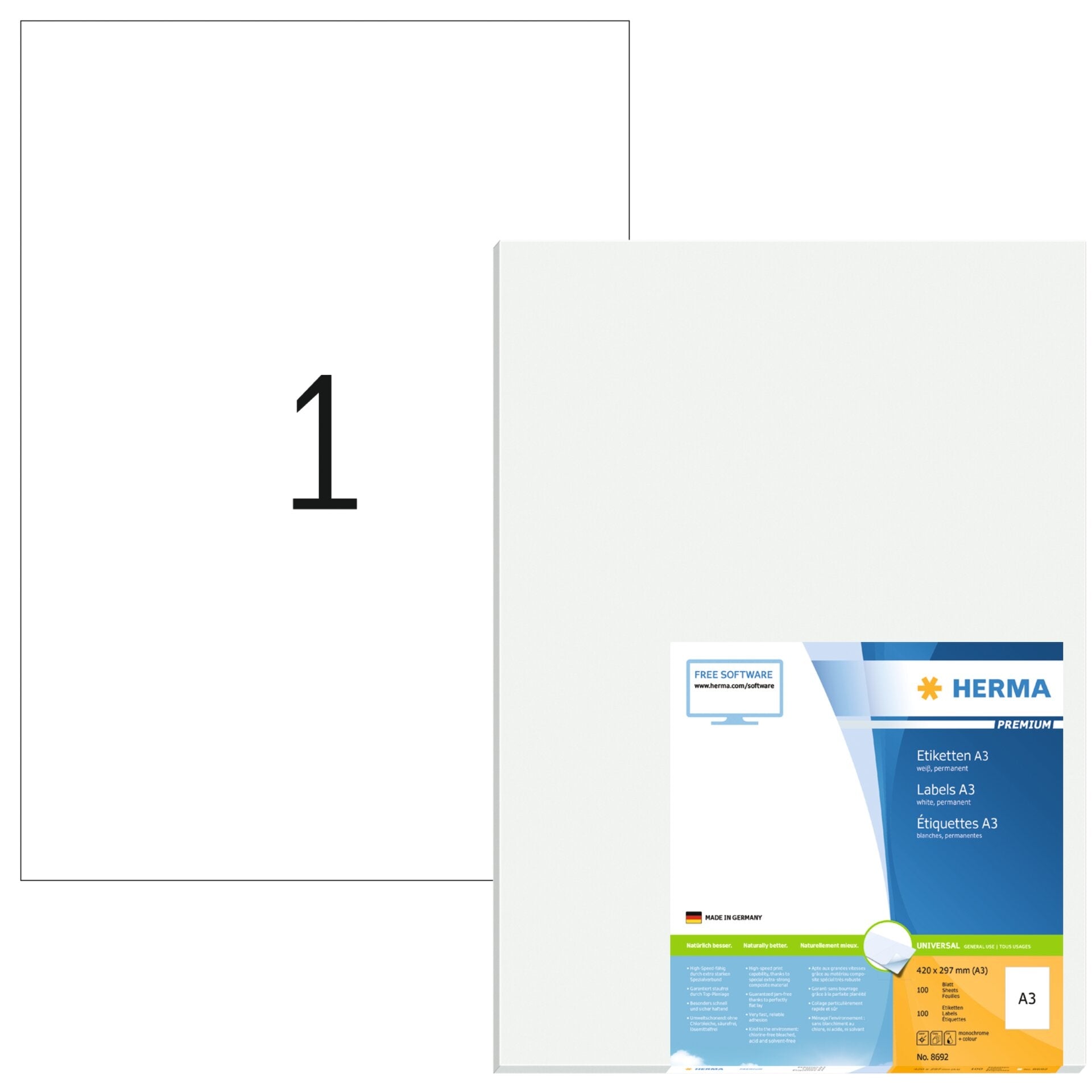 HERMA -  Etiket  8692 a3 420x297mm 100st