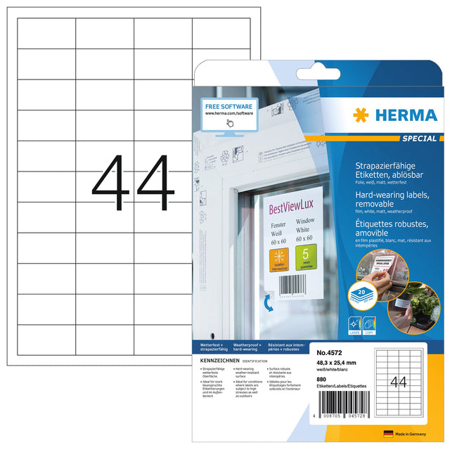 Herma - Herma 4572 Label 48.3x25.4 mm Foil blanc 880st