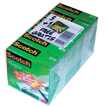 Scotch -  plakband Magic e ft 19 mm x 33 m, pak van 6 rollen