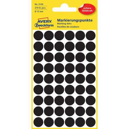 Avery Zweckform - Etiqueta Zweckform 3140 redonda 12mm negra 270 etiquetas | 10 piezas