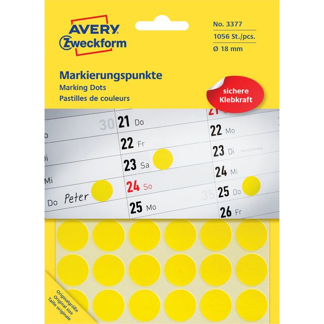 Avery Zweckform - Ronde etiketten diameter 18 mm, geel, 1.056 stuks