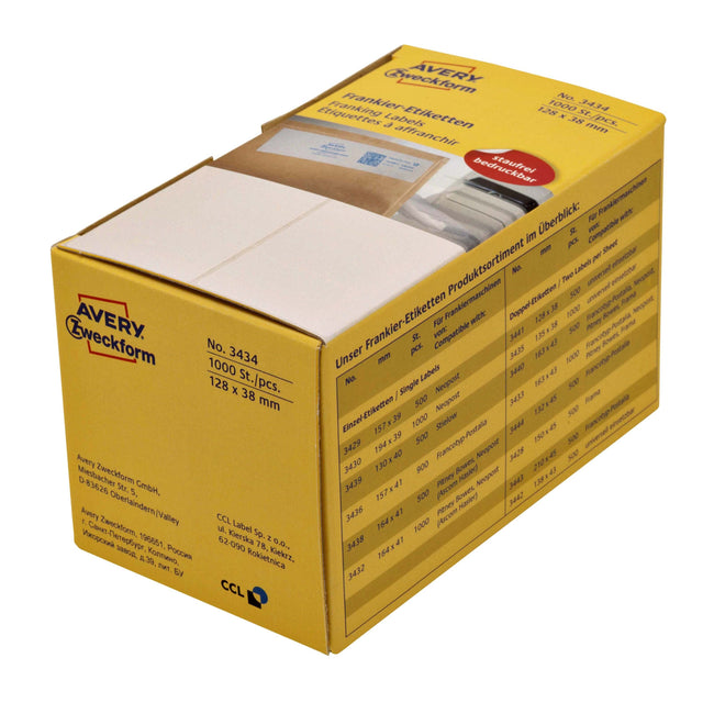 Avery Zweckform - Frankieretikett Zweckform 3434 128x38mm 1000 Etiketten