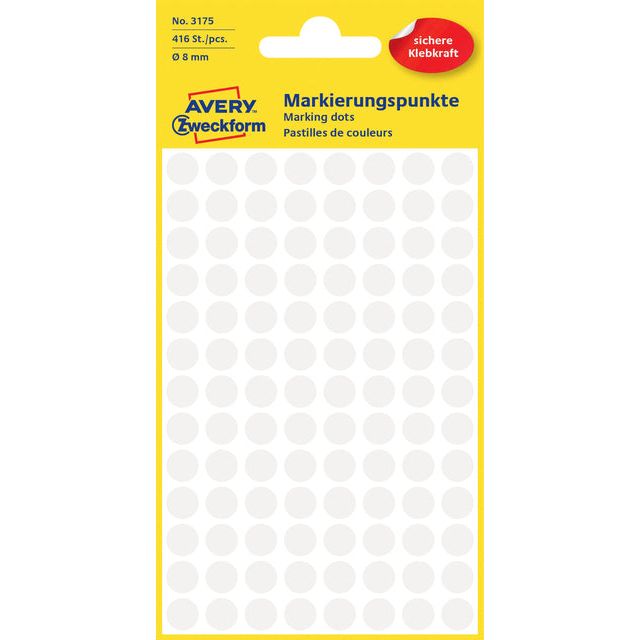 Avery Zweckform - Etiket Zweckform 3175 rond 8mm wit 416 stuks | 10 stuks