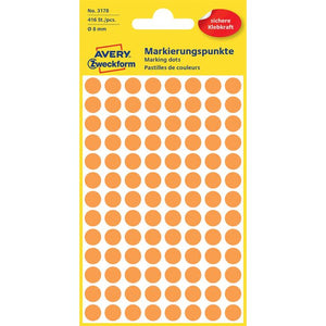 Avery Zweckform - Label Zweckform 3178 round 8mm orange 416 labels | 10 pieces