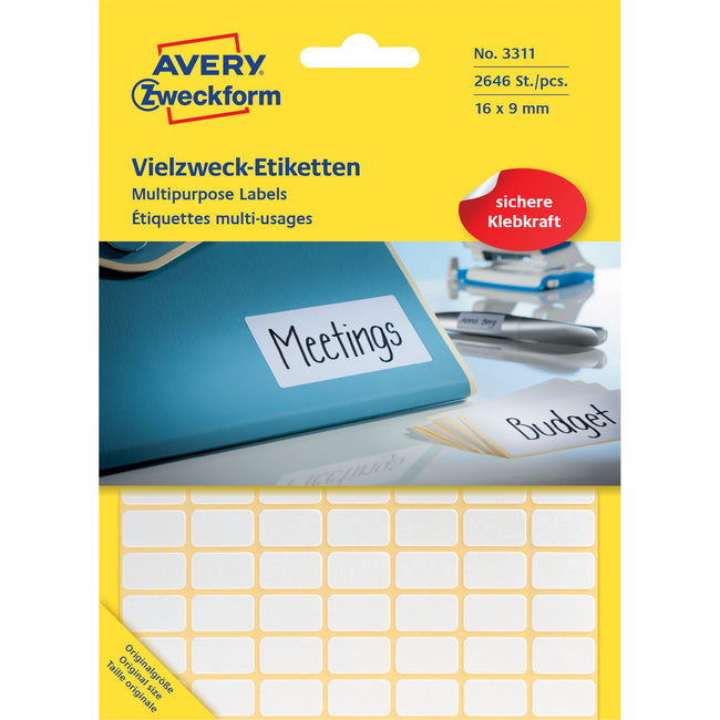 Avery Zweckform -  Etiket avery 3311 16x9mm wit 2646st