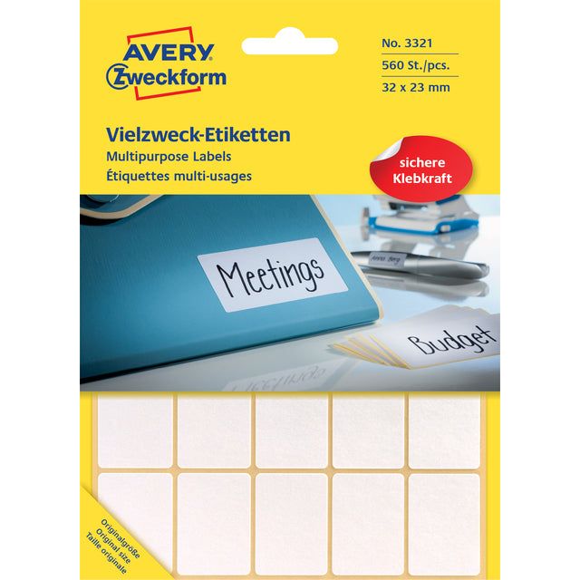 Avery Zweckform - Label AZ 3321 32x23mm blanc 560 pièces | Pack de 28 feuilles