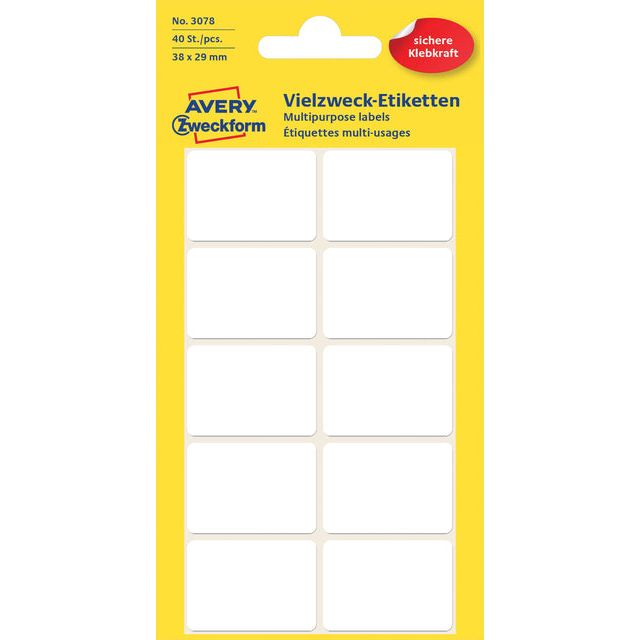 Avery Zweckform - Label AZ 3078 38x29mm blanc 40 pièces | Pack de 5 feuilles