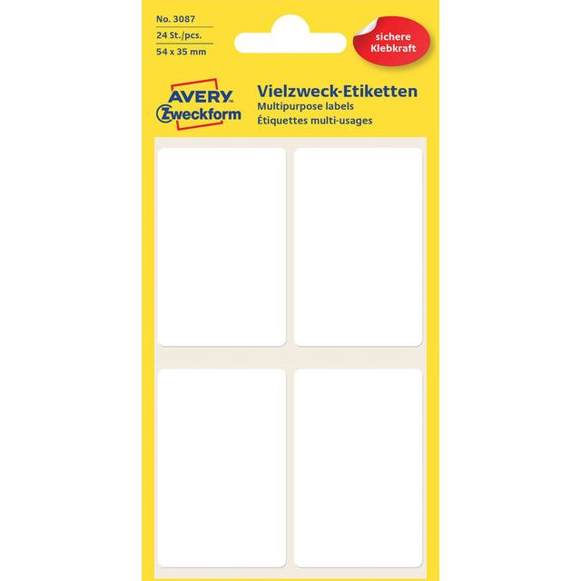 Avery Zweckform - Witte etiketten ft 54 x 35 mm (b x h), 24 stuks