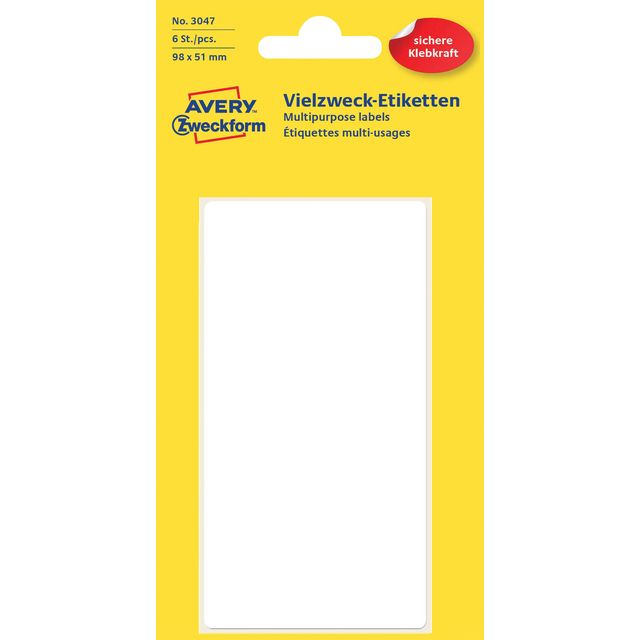 Avery -  Etiket az 3047 98x51mm wit 6 stuks