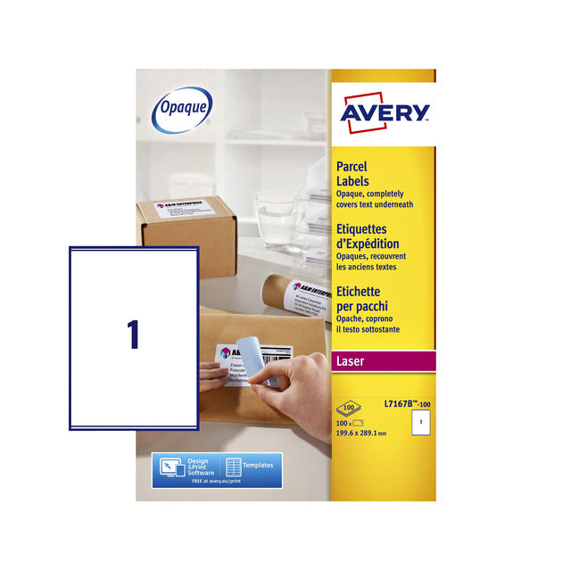 Avery -L7167B -100 Blockout Self -Adhäsive -Etiketten Quickpeel, ft 199,6 x 289,1 mm (B x H), 100 Beschriftungen