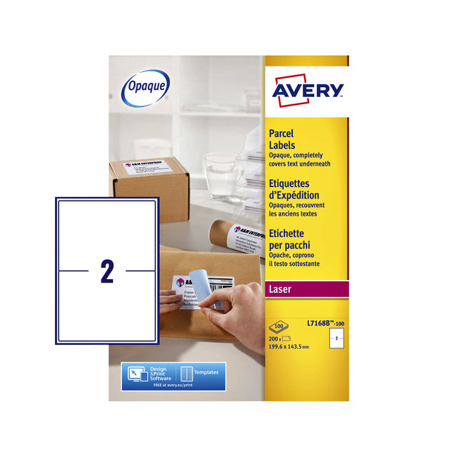 Avery - Label Avery L7168B 199.6x143.5 mm 200 pièces | Box A 100 feuilles | 5 pièces