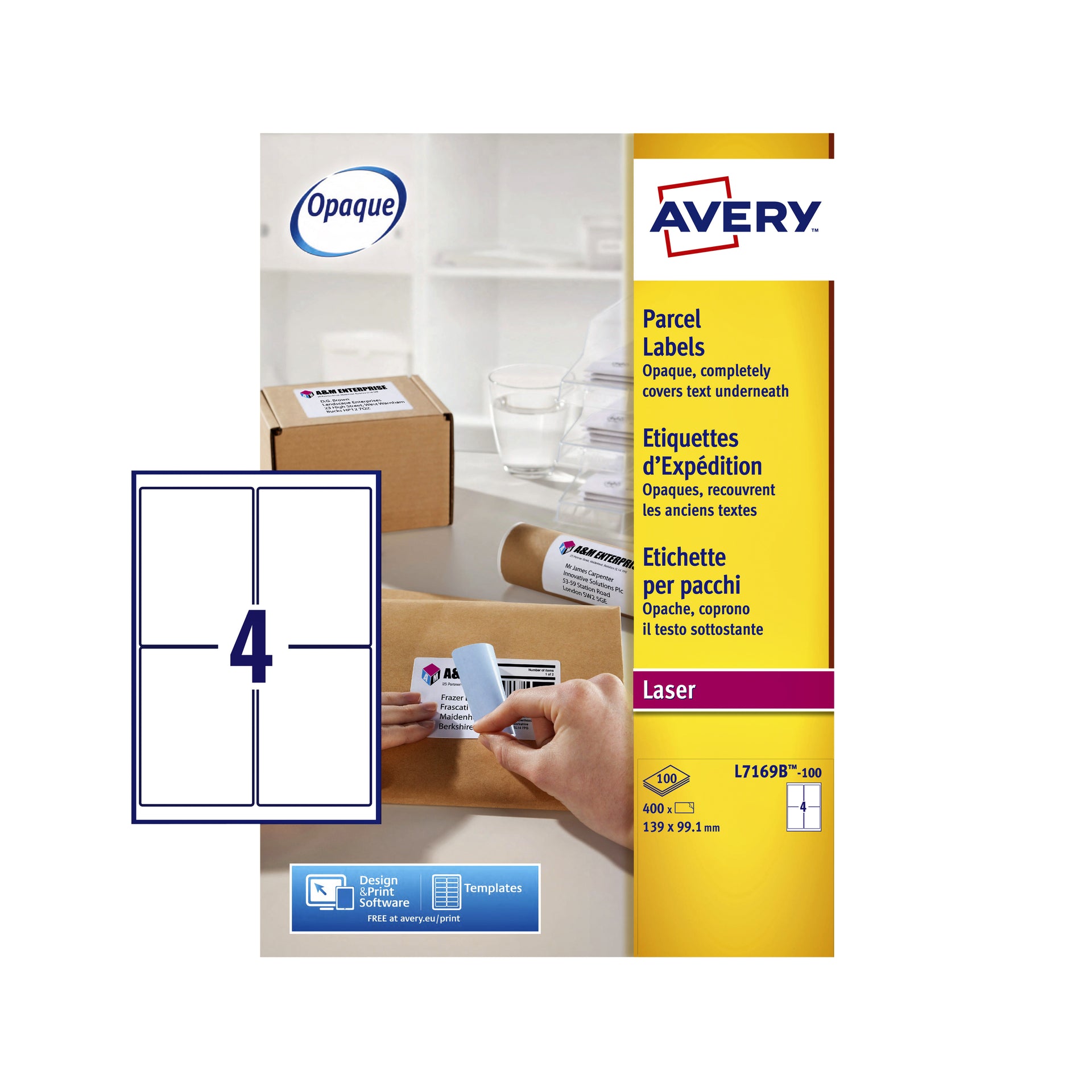 Avery -  Etiket  l7169b 99.1x139mm blockout 400st