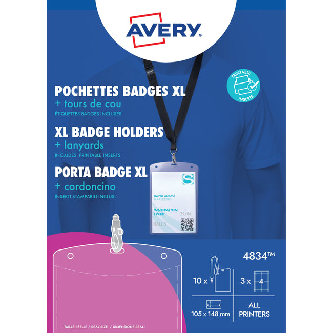 Avery - Badge 4834 Funda A6 + tarjetas insertables 10 piezas