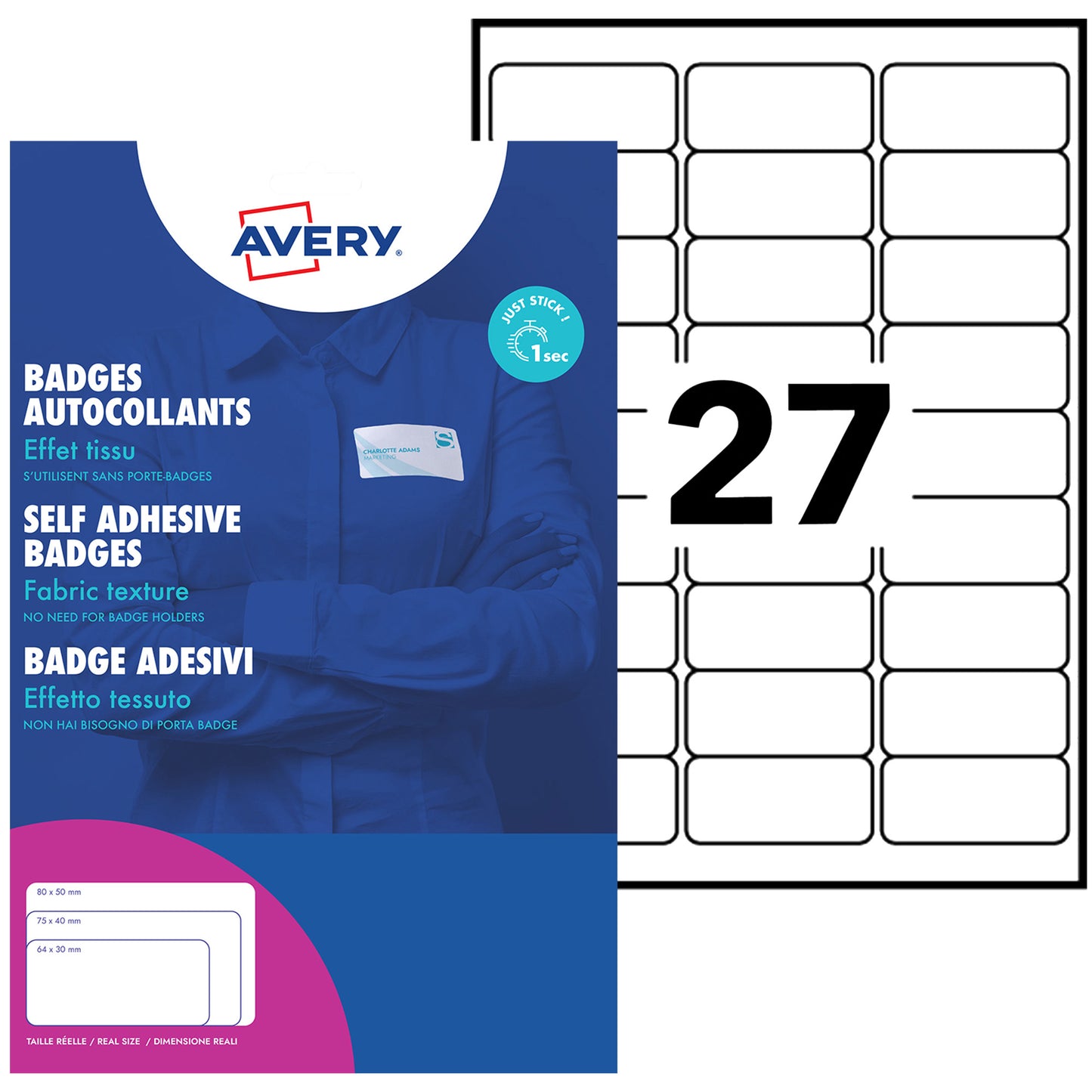 Avery -  Naambadge etiket  l4784-20 63.5x29.6mm 540st