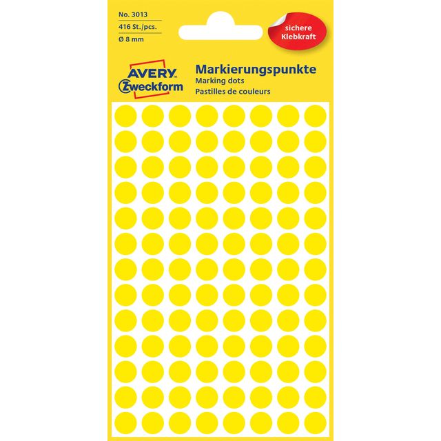 Avery Zweckform - Etiqueta Zweckform 3013 redonda 8mm amarilla 416 etiquetas | 10 piezas
