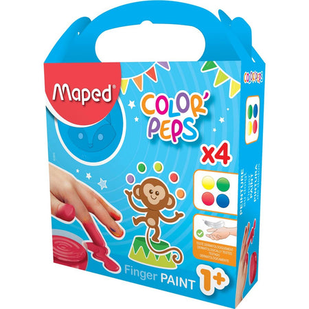 Maped - Fingerpaint Color'Peps Early Age, box of 4 jars of 80 ml in assorted colors