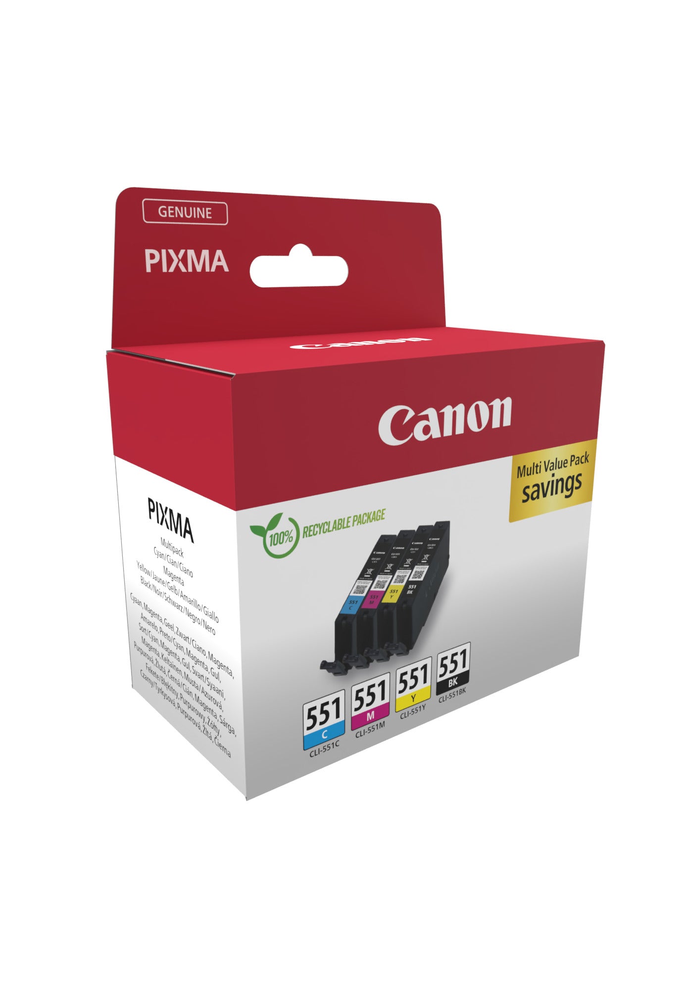 Canon - Tintenpatrone CLI-551, 300-500 Seiten, OEM 6509B016, 4 Farben