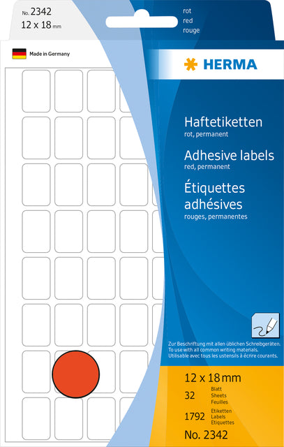 HERMA - Label 2342 12x18mm red 1792 pieces