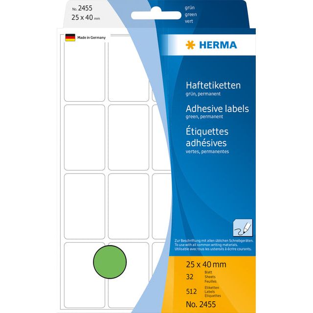 Herma - Herma 2455 25x40mm Label 512 Pieces | Blister une feuille de 32